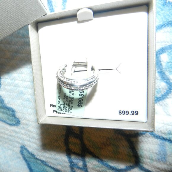 Engagement Ring Fine Silver Plated Triple White Paved Crystal's RingNEW 🆕📦🏃🚚 - Picture 4 of 15